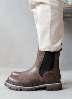 Καλύτερη πώληση 🌟 The Fashion Project Μποτάκια Chelsea με διχρωμία - Καφέ 💯