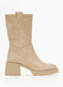 Αγορά ❤️ The Fashion Project Μποτάκια με χοντρό τακούνι - Μπεζ 🎉 -Μποτάκια Κατάστημα mpotakia me xontro takouni 106295 bhhm