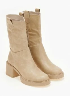 Αγορά ❤️ The Fashion Project Μποτάκια με χοντρό τακούνι - Μπεζ 🎉 -Μποτάκια Κατάστημα mpotakia me xontro takouni 106295 gjgf