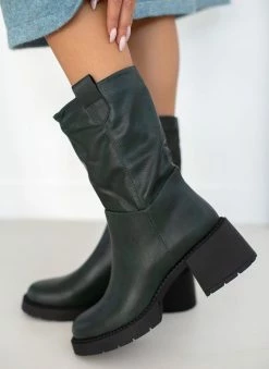 Best Pirce 💯 The Fashion Project Μποτάκια με χοντρό τακούνι - Κυπαρισσί 😉