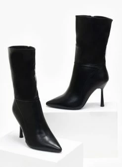 Εξοδος 🛒 The Fashion Project Μποτάκια μυτερά με φερμουάρ - Μαύρο 🎁 -Μποτάκια Κατάστημα mpotakia mutera me fermouar 108479 rb94