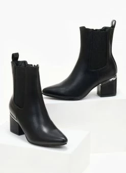 Νέος ⌛ The Fashion Project Μποτάκια Chelsea με μεταλλική λεπτομέρεια - Μαύρο 👍 -Μποτάκια Κατάστημα mpotakia mutera me metalliki leptomereia 106259 91kw