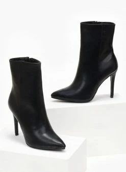 Συμφωνίες 🤩 The Fashion Project Μποτάκια μυτερά με κάθετη ραφή - Μαύρο 🔥 -Μποτάκια Κατάστημα mpotakia mutera me psilo takouni 106919 20uj