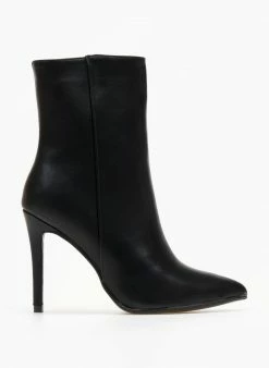 Συμφωνίες 🤩 The Fashion Project Μποτάκια μυτερά με κάθετη ραφή - Μαύρο 🔥 -Μποτάκια Κατάστημα mpotakia mutera me psilo takouni 106919 pu0g