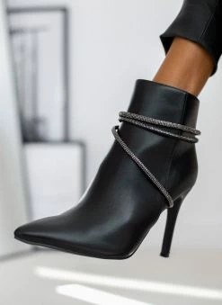 Best Pirce ❤️ The Fashion Project Μποτάκια μυτερά με σειρές Strass - Μαύρο 🌟 -Μποτάκια Κατάστημα mpotakia mutera me seires strass 108851 ehtp