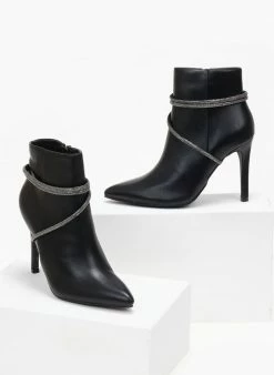 Best Pirce ❤️ The Fashion Project Μποτάκια μυτερά με σειρές Strass - Μαύρο 🌟 -Μποτάκια Κατάστημα mpotakia mutera me seires strass 108851 kbx7