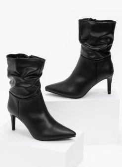 Συμφωνίες ✔️ The Fashion Project Μποτάκια μυτερά με σούρες - Μαύρο ❤️ -Μποτάκια Κατάστημα mpotakia mutera me soures 98899 h2pl