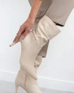 Flash Sale 😀 The Fashion Project Μποτάκια μυτερά με σούρες - Μπεζ 😉