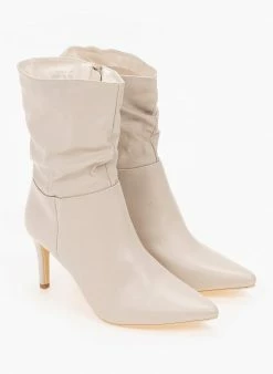 Flash Sale 😀 The Fashion Project Μποτάκια μυτερά με σούρες - Μπεζ 😉 -Μποτάκια Κατάστημα mpotakia mutera me soures 98900 mr5z