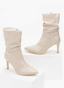 Flash Sale 😀 The Fashion Project Μποτάκια μυτερά με σούρες - Μπεζ 😉 -Μποτάκια Κατάστημα mpotakia mutera me soures 98900 y8wj