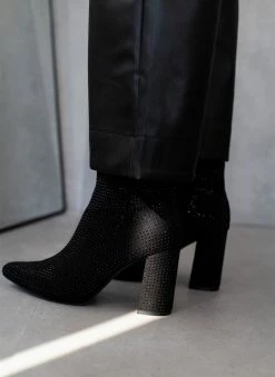 Best Pirce ⌛ The Fashion Project Μποτάκια μυτερά με Strass - Μαύρο ⭐ -Μποτάκια Κατάστημα mpotakia mutera me strass 108849 2df5