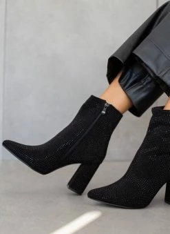 Best Pirce ⌛ The Fashion Project Μποτάκια μυτερά με Strass - Μαύρο ⭐ -Μποτάκια Κατάστημα mpotakia mutera me strass 108849 a507