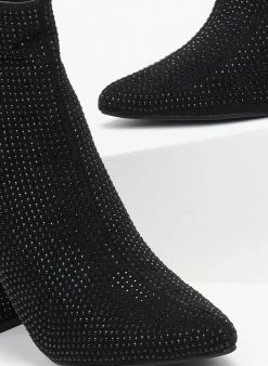Best Pirce ⌛ The Fashion Project Μποτάκια μυτερά με Strass - Μαύρο ⭐ -Μποτάκια Κατάστημα mpotakia mutera me strass 108849 hgue