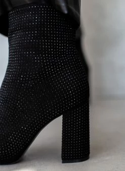 Best Pirce ⌛ The Fashion Project Μποτάκια μυτερά με Strass - Μαύρο ⭐ -Μποτάκια Κατάστημα mpotakia mutera me strass 108849 uxvk