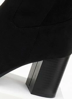 Προώθηση 😍 The Fashion Project Μποτάκια Suede με ξύλινο τακούνι - Μαύρο 👍 -Μποτάκια Κατάστημα mpotakia mutera suede me ksulino takouni 107074 vfkw