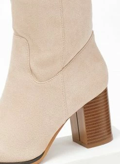 Συμφωνίες ⌛ The Fashion Project Μποτάκια Suede με ξύλινο τακούνι - Μπεζ ✨ -Μποτάκια Κατάστημα mpotakia mutera suede me ksulino takouni 107075 t1df