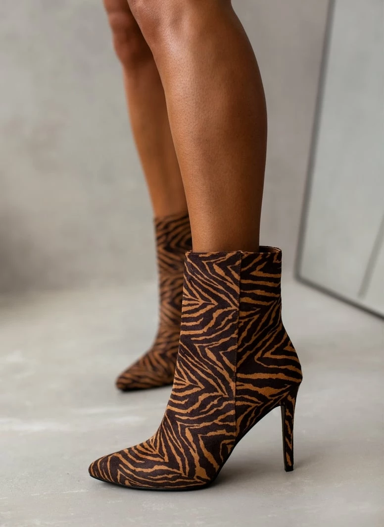 ΧΟΝΔΡΙΚΟ ΕΜΠΟΡΙΟ ✔️ The Fashion Project Μποτάκια μυτερά Suede με σχέδιο - Κάμελ 👍 3 ΧΟΝΔΡΙΚΟ ΕΜΠΟΡΙΟ ✔️ The Fashion Project Μποτάκια μυτερά Suede με σχέδιο - Κάμελ 👍