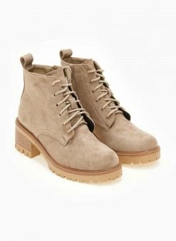 Προώθηση 🥰 The Fashion Project Αρβυλάκια με κορδόνια - Πούρο ✨ -Μποτάκια Κατάστημα mpotakia suede astragalou me takouni 107211 dm20