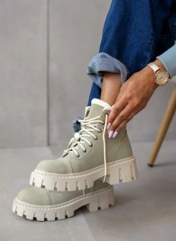 Φτηνός ⭐ The Fashion Project Αρβυλάκια Suede με Chunky σόλα - Λαδί 🧨 -Μποτάκια Κατάστημα mpotakia suede me chunky sola 106908 k5av