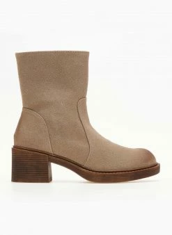 Best Pirce ✔️ The Fashion Project Μποτάκια Suede με εξωτερικές ραφές - Τάουπε 😀