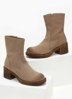 Best Pirce ✔️ The Fashion Project Μποτάκια Suede με εξωτερικές ραφές - Τάουπε 😀 -Μποτάκια Κατάστημα mpotakia suede me ekswterikes rafes 105970 azx2