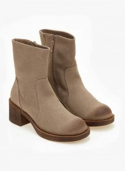 Best Pirce ✔️ The Fashion Project Μποτάκια Suede με εξωτερικές ραφές - Τάουπε 😀 -Μποτάκια Κατάστημα mpotakia suede me ekswterikes rafes 105970 jfg4