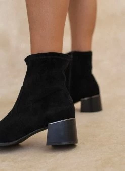 Το φθηνότερο 👍 The Fashion Project Μποτάκια Suede με ελαστική γάμπα - Μαύρο 🔥 -Μποτάκια Κατάστημα mpotakia suede me elastiki gampa 106488 5ihx