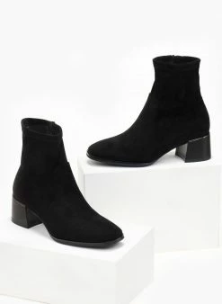 Το φθηνότερο 👍 The Fashion Project Μποτάκια Suede με ελαστική γάμπα - Μαύρο 🔥 -Μποτάκια Κατάστημα mpotakia suede me elastiki gampa 106488 aj1g