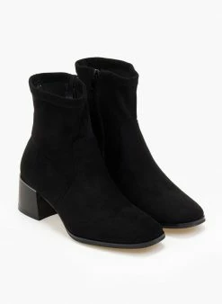 Το φθηνότερο 👍 The Fashion Project Μποτάκια Suede με ελαστική γάμπα - Μαύρο 🔥 -Μποτάκια Κατάστημα mpotakia suede me elastiki gampa 106488 mbd3