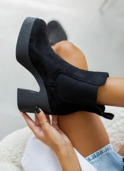 Συμφωνίες ❤️ The Fashion Project Μποτάκια Chelsea με κρεπ τακούνι - Μαύρο 🤩 -Μποτάκια Κατάστημα mpotakia suede me fiapa 106146 voc2