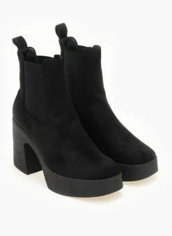 Συμφωνίες ❤️ The Fashion Project Μποτάκια Chelsea με κρεπ τακούνι - Μαύρο 🤩 -Μποτάκια Κατάστημα mpotakia suede me fiapa 106146 waks