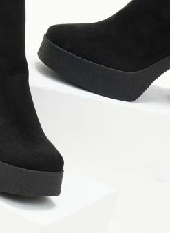 Συμφωνίες ❤️ The Fashion Project Μποτάκια Chelsea με κρεπ τακούνι - Μαύρο 🤩 -Μποτάκια Κατάστημα mpotakia suede me fiapa 106146 wyam