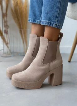 Φτηνός 🔥 The Fashion Project Μποτάκια Chelsea με κρεπ τακούνι - Πούρο 🔥 -Μποτάκια Κατάστημα mpotakia suede me fiapa 106147 8c8y