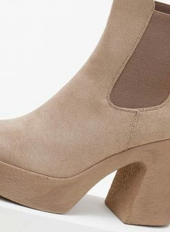 Φτηνός 🔥 The Fashion Project Μποτάκια Chelsea με κρεπ τακούνι - Πούρο 🔥 -Μποτάκια Κατάστημα mpotakia suede me fiapa 106147 968h