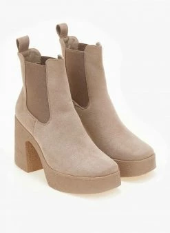Φτηνός 🔥 The Fashion Project Μποτάκια Chelsea με κρεπ τακούνι - Πούρο 🔥 -Μποτάκια Κατάστημα mpotakia suede me fiapa 106147 nstd