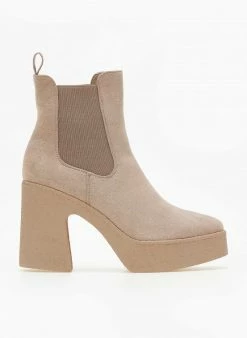Φτηνός 🔥 The Fashion Project Μποτάκια Chelsea με κρεπ τακούνι - Πούρο 🔥 -Μποτάκια Κατάστημα mpotakia suede me fiapa 106147 pfg7