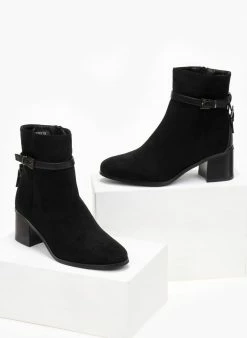 Φτηνός 🎉 The Fashion Project Μποτάκια Suede με λεπτό ζωνάκι - Μαύρο 🧨 -Μποτάκια Κατάστημα mpotakia suede me lepto zwnaki 107061 eu7y