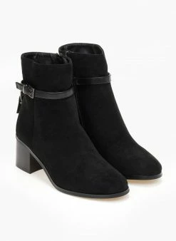 Φτηνός 🎉 The Fashion Project Μποτάκια Suede με λεπτό ζωνάκι - Μαύρο 🧨 -Μποτάκια Κατάστημα mpotakia suede me lepto zwnaki 107061 vjy5
