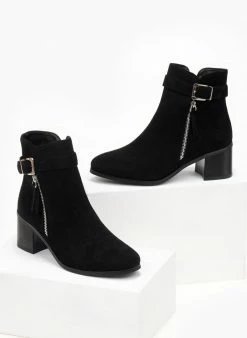Κουπόνι ❤️ The Fashion Project Μποτάκια Suede με μεταλλικό φερμουάρ - Μαύρο ✨ -Μποτάκια Κατάστημα mpotakia suede me metalliko fermouar 107057 27ue