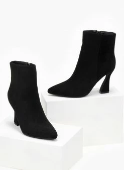 Καλύτερη πώληση 👏 The Fashion Project Μποτάκια Suede με τακούνι καμπάνα - Μαύρο 🔔 -Μποτάκια Κατάστημα mpotakia suede me takouni kampana 107163 2tem