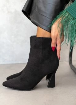 Καλύτερη πώληση 👏 The Fashion Project Μποτάκια Suede με τακούνι καμπάνα - Μαύρο 🔔