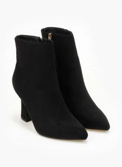 Καλύτερη πώληση 👏 The Fashion Project Μποτάκια Suede με τακούνι καμπάνα - Μαύρο 🔔 -Μποτάκια Κατάστημα mpotakia suede me takouni kampana 107163 bhsw