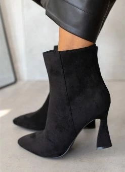 Καλύτερη πώληση 👏 The Fashion Project Μποτάκια Suede με τακούνι καμπάνα - Μαύρο 🔔 -Μποτάκια Κατάστημα mpotakia suede me takouni kampana 107163 krm3