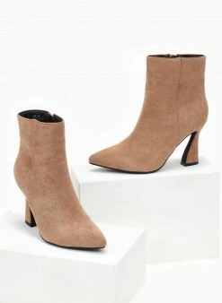 Best Pirce 👏 The Fashion Project Μποτάκια Suede με τακούνι καμπάνα - Πούρο ✨ -Μποτάκια Κατάστημα mpotakia suede me takouni kampana 107164 nu0l