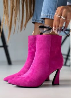 Κουπόνι ✨ The Fashion Project Μποτάκια Suede με τακούνι καμπάνα - Φούξια ⭐