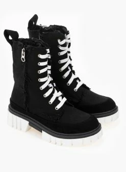 Το φθηνότερο ✔️ The Fashion Project Αρβυλάκια τζιν με ξέφτια στις ραφές - Μαύρο ⭐ -Μποτάκια Κατάστημα mpotakia tzin me kseftia stis rafes 98362 l8jr