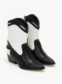 Best Pirce 🌟 The Fashion Project Μποτάκια Cowboy με διχρωμία - Μαύρο 😉 -Μποτάκια Κατάστημα mpotakia western me dixrwmia 108837 29e2