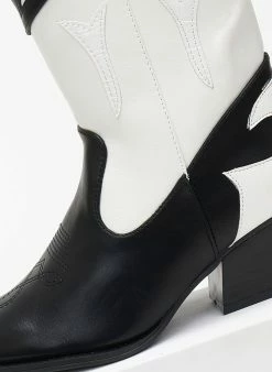 Best Pirce 🌟 The Fashion Project Μποτάκια Cowboy με διχρωμία - Μαύρο 😉 -Μποτάκια Κατάστημα mpotakia western me dixrwmia 108837 4e20