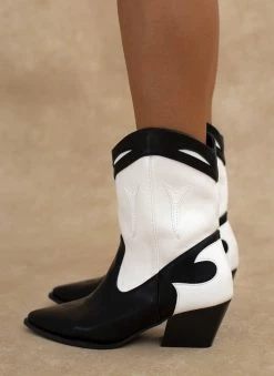 Best Pirce 🌟 The Fashion Project Μποτάκια Cowboy με διχρωμία - Μαύρο 😉