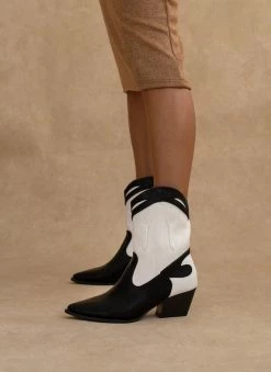 Best Pirce 🌟 The Fashion Project Μποτάκια Cowboy με διχρωμία - Μαύρο 😉 -Μποτάκια Κατάστημα mpotakia western me dixrwmia 108837 g5ry